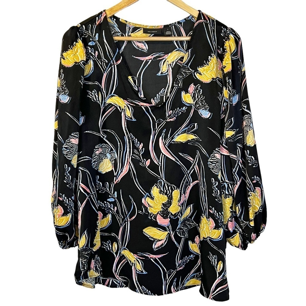 Halogen Black Floral Plus Size Blouse‎
